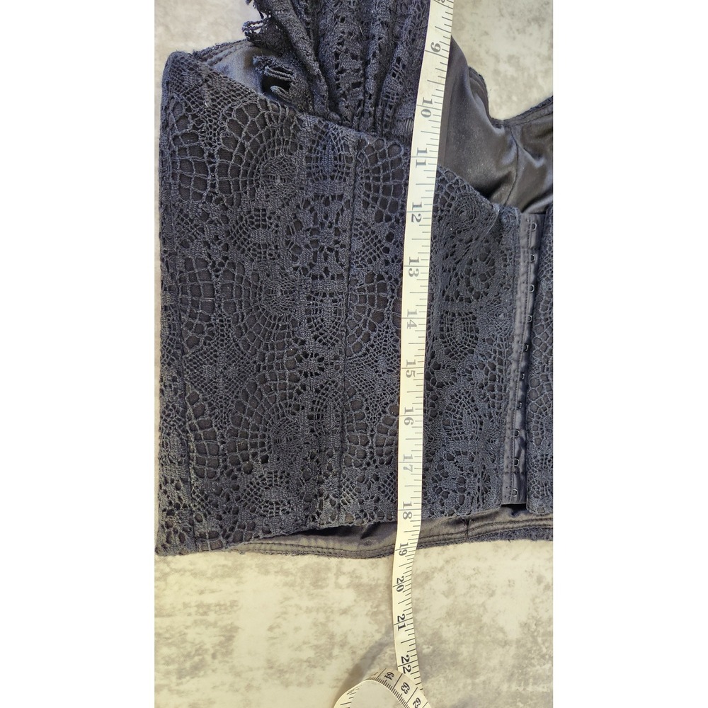 Lace Crochet Navy Crop Top with Flutter Straps - Picture 9 of 10